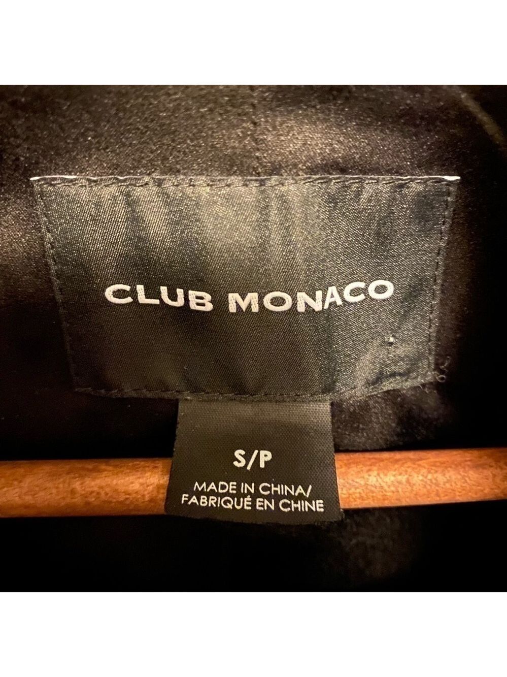 Club Monaco. Tweed Funnel Neck Wool blend coat. Black and white. - Picture 4 of 15